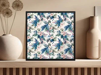 Winter Floral Digital Pattern, Christmas Blooms Seamless Design, Holiday Flower Repeat Pattern, Cozy Winter Digital Download, Scrapbooking - Moore and Mountain