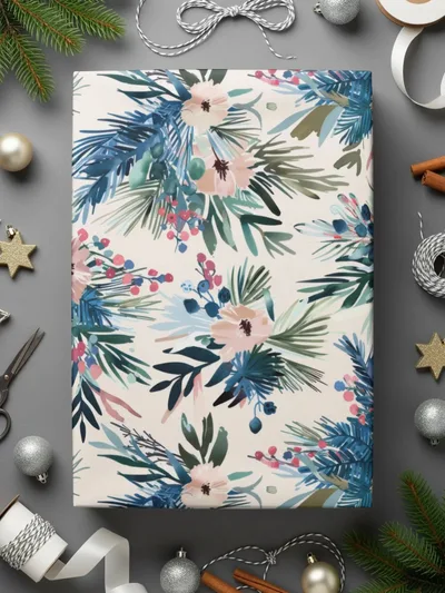 Winter Floral Digital Pattern, Christmas Blooms Seamless Design, Holiday Flower Repeat Pattern, Cozy Winter Digital Download, Scrapbooking - Moore and Mountain