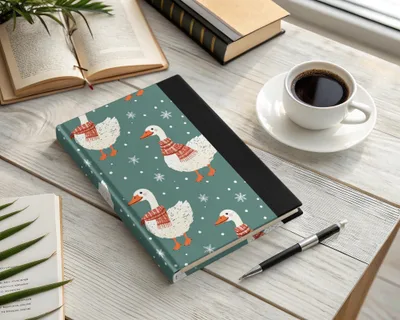 Winter Goose Digital Paper, Seamless Pattern, Snowy Teal Background, Cute Animal Print, Cozy Scarf Design, Digital Download - Moore and Mountain