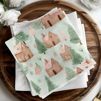 Winter Village Digital Paper, Christmas Seamless Pattern, Watercolor Gingerbread Houses, Holiday Design, Digital Download for Crafts - Moore and Mountain