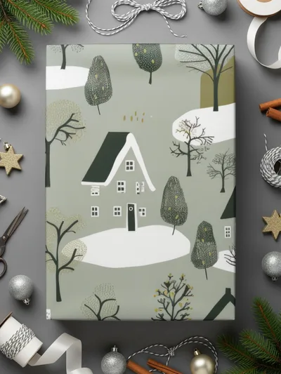 Winter Village Digital Paper, Seamless Christmas Pattern, Holiday Houses Pattern for Fabric, Cozy Town, Christmas Digital Download - Moore and Mountain