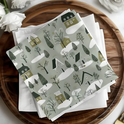 Winter Village Digital Paper, Seamless Christmas Pattern, Holiday Houses Pattern for Fabric, Cozy Town, Christmas Digital Download - Moore and Mountain