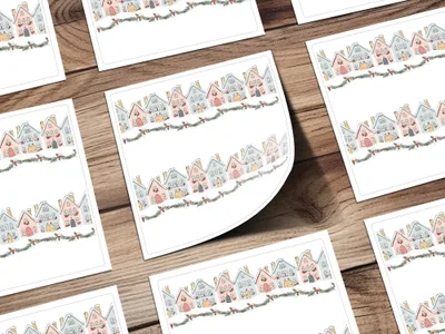 Winter Village Seamless Pattern Digital Paper, Holiday Townscape, Christmas Cottage Print, 12x12 JPEG Files, Digital Download - Moore and Mountain