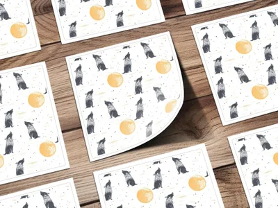 Wolf Moon Digital Paper, Seamless Pattern, JPEG, Wolf Howling, Moon, Animal Print, Fabric Design, Scrapbooking, Digital Download - Moore and Mountain