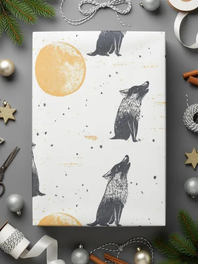 Wolf Moon Digital Paper, Seamless Pattern, JPEG, Wolf Howling, Moon, Animal Print, Fabric Design, Scrapbooking, Digital Download - Moore and Mountain