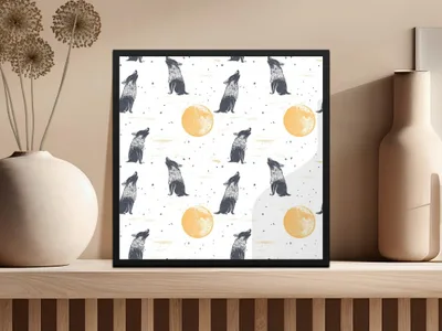 Wolf Moon Digital Paper, Seamless Pattern, JPEG, Wolf Howling, Moon, Animal Print, Fabric Design, Scrapbooking, Digital Download - Moore and Mountain