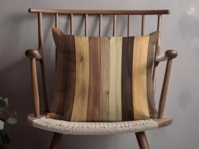 Multicolor Wood Texture Stripes Decorative Pillow