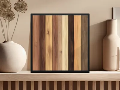 Multi-Tone Wood Plank Framed Wall Art Decor Product