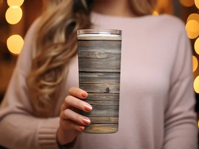 Rustic Wood Grain Tumbler Perfect For Hot Or Cold Drinks