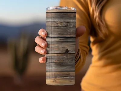 Rustic Wooden Texture Travel Mug for Coffee Lovers