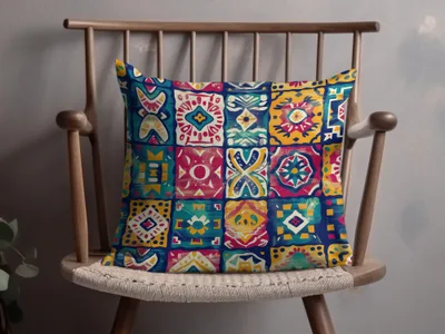 Vibrant Geometric Pattern Decorative Pillow Product