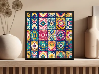 Colorful Geometric Art Print for Home Decor Display