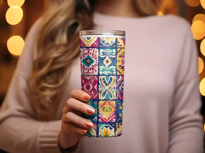 Vibrant Mosaic Pattern Insulated Tumbler for Your Drinks