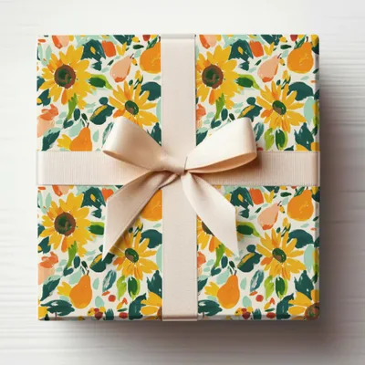 Sunflower and Pear Pattern Gift Wrapping Paper