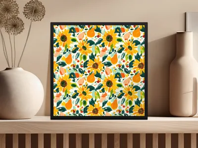Colorful Sunflower Art Print Wall Decor for Home