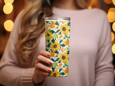 Vibrant Floral Design Insulated Tumbler Travel Mug
