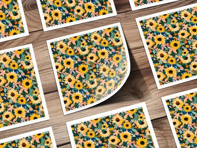 Vibrant Sunflower Pattern With Floral Design product