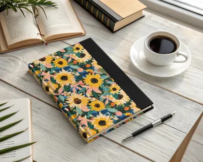Vibrant Floral Hardcover Journal with Sunflower Design