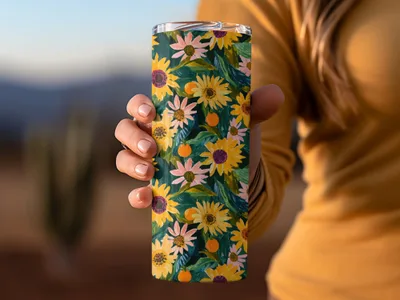 Floral Patterned Insulated Tumbler for Hot or Cold Drinks