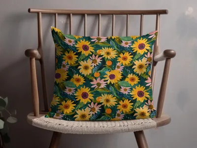 Bright Floral Sunflower Pattern Pillow for Home Decor