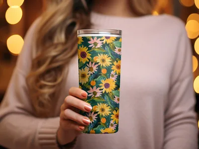 Colorful Floral Insulated Tumbler for Hot or Cold Drinks