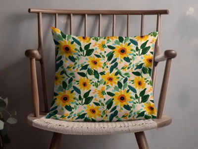 Bright Sunflower Pattern Decorative Throw Pillow