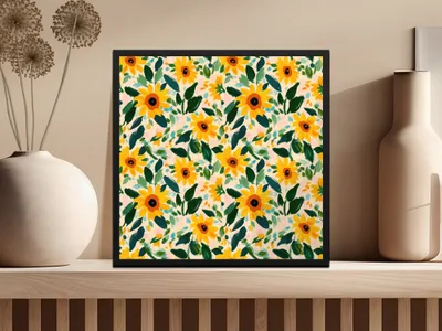 Bright Sunflower Pattern Framed Art for Home Decor