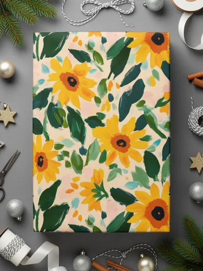 Colorful Sunflower Pattern Holiday Gift Wrap Paper