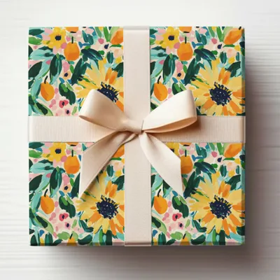 Sunflower and Floral Pattern Decorative Wrapping Paper