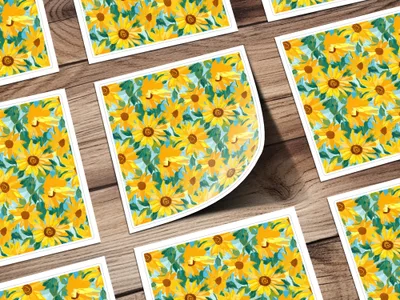 Bright Yellow Sunflower Pattern Design Sticker Product