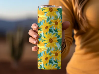 Sunflower Design Insulated Tumbler Beverage Holder