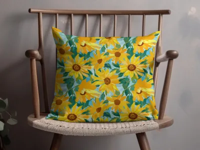 Vibrant Yellow Sunflower Design Decorative Pillow Cover
