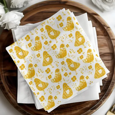 Yellow Bird Digital Paper, Floral Pattern for Spring, Cute Bird Illustration, Seamless Bird Pattern, Scrapbooking Paper, Kids Decor - Moore and Mountain