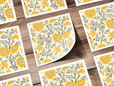 Yellow Botanical Motif Indian Chintz Pattern for Textiles Digital - Moore and Mountain