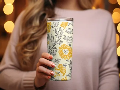 Yellow Botanical Motif Indian Chintz Pattern for Textiles Digital - Moore and Mountain