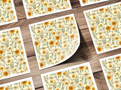 Yellow Daisy Floral Digital Paper, Spring Flowers Pattern, Cream, Botanical Print, Seamless Floral Design, Repeat Pattern, Digital Product - Moore and Mountain