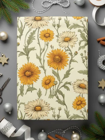 Yellow Daisy Floral Digital Paper, Spring Flowers Pattern, Cream, Botanical Print, Seamless Floral Design, Repeat Pattern, Digital Product - Moore and Mountain
