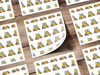 Yellow Excavator Seamless Pattern, Construction Vehicles, Digital Download, Kids Fabric, Scrapbooking Paper, Trucks, Construction Theme - Moore and Mountain