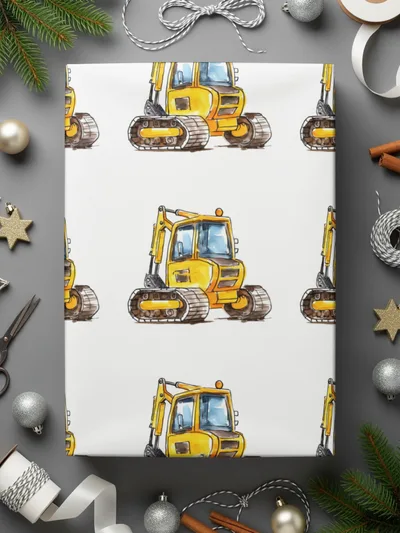 Yellow Excavator Seamless Pattern, Construction Vehicles, Digital Download, Kids Fabric, Scrapbooking Paper, Trucks, Construction Theme - Moore and Mountain