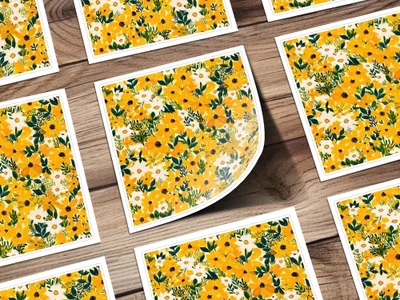 Yellow Floral Digital Paper, Spring Flower Pattern, Seamless Floral Print, Bright Summer Blooms, Digital Download for Crafts, Fabric Design - Moore and Mountain