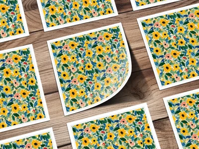 Bright Floral Pattern Square Sticker Sheet
