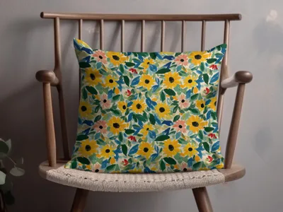 Colorful Floral Design Decorative Pillow Case Cover