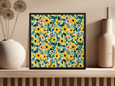 Colorful Floral Patterned Botanical Art Print