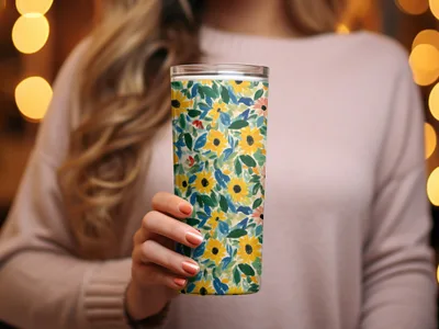 Colorful Floral Design Insulated Tumbler Drinkware