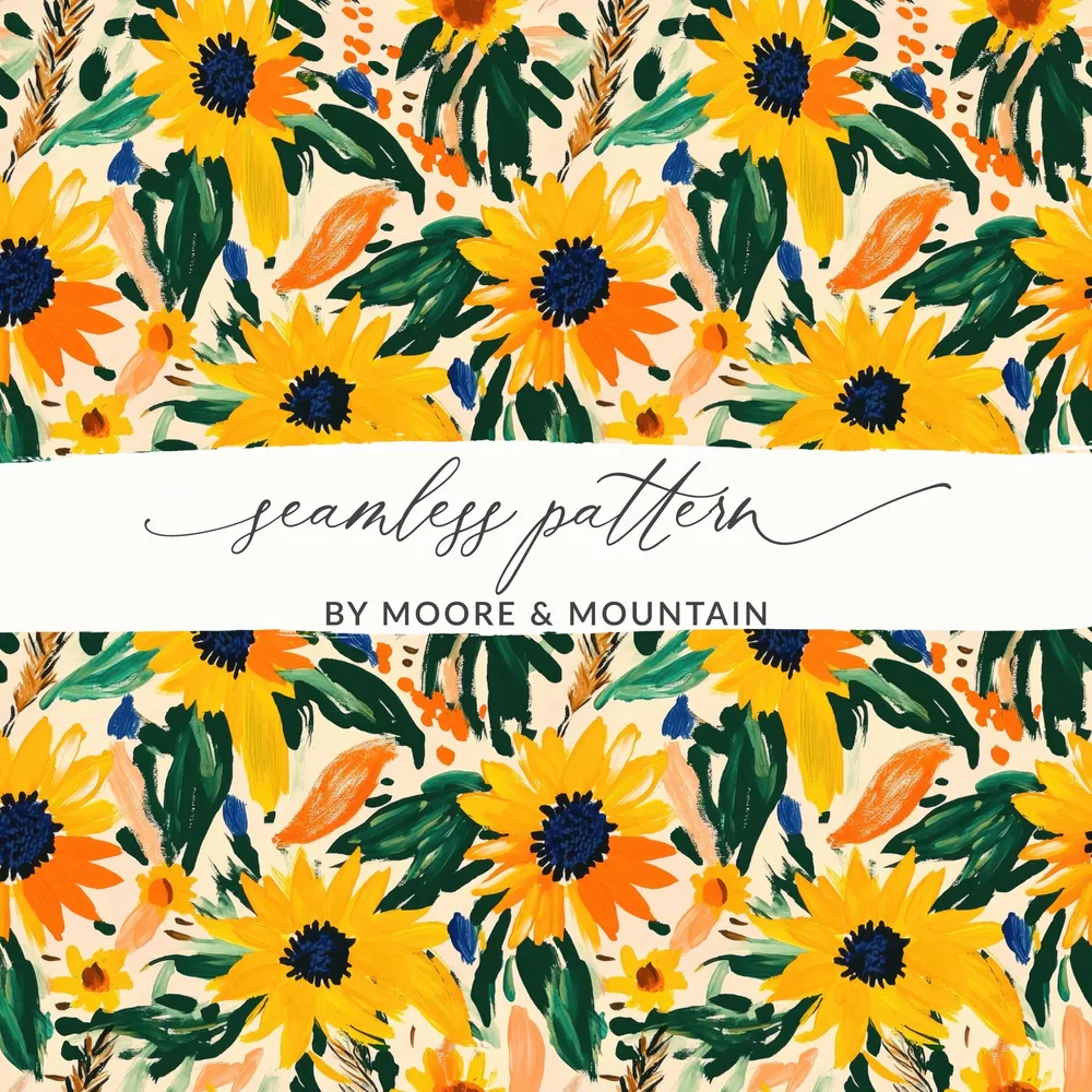 Colorful Sunflower Seamless Pattern by Moore & Mountain