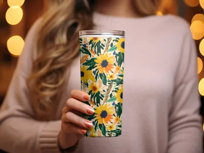 Floral Patterned Insulated Tumbler Drinkware