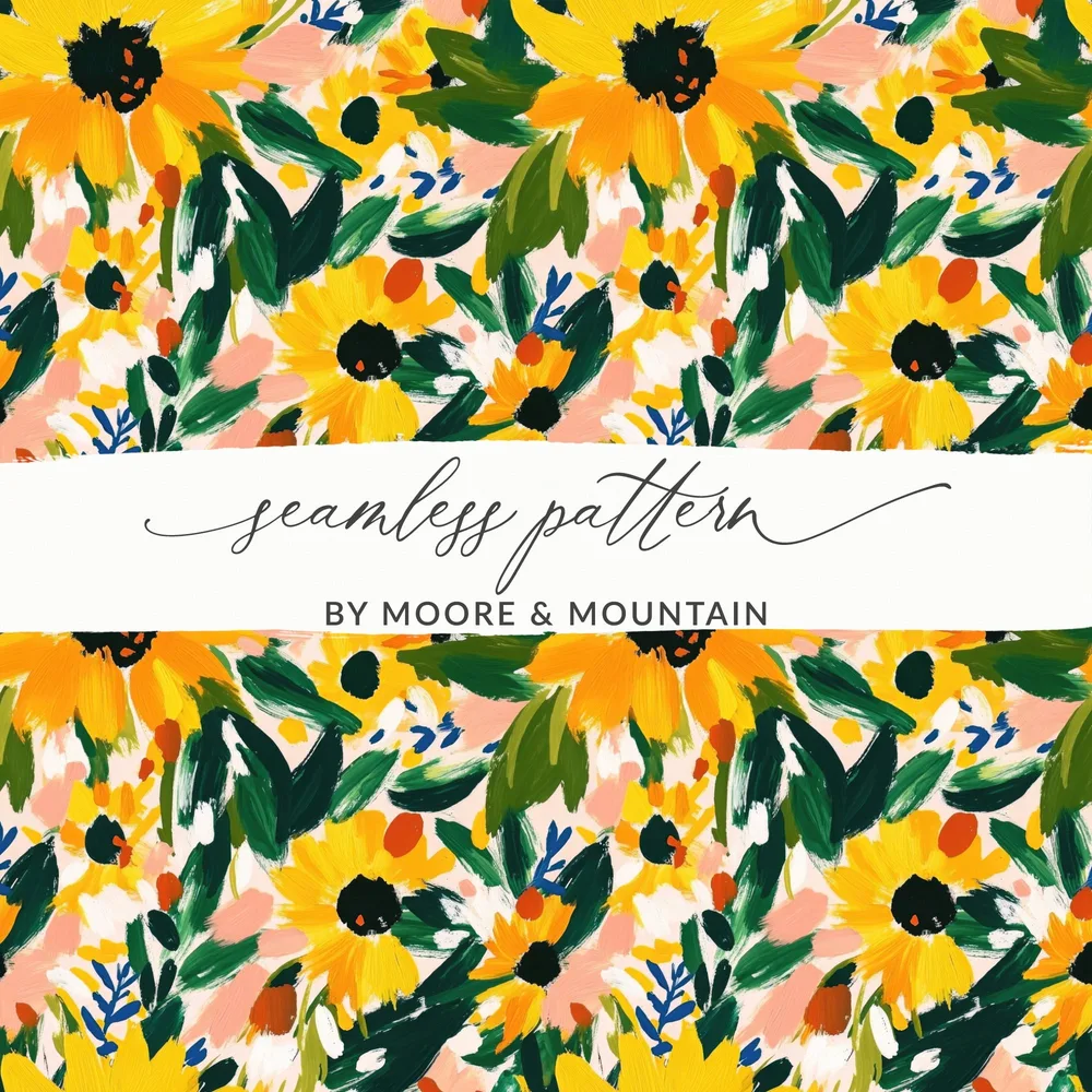 Bright Sunflower Seamless Pattern by Moore & Mountain