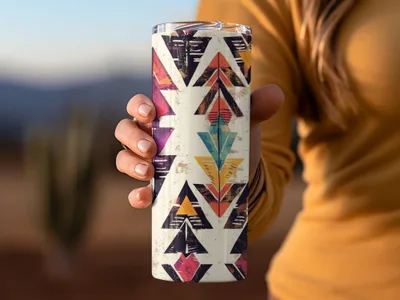 Colorful Geometric Pattern Insulated Tumbler Product