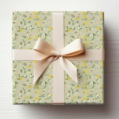 Elegant Floral Pattern Gift Box with Bow Gift Wrapping
