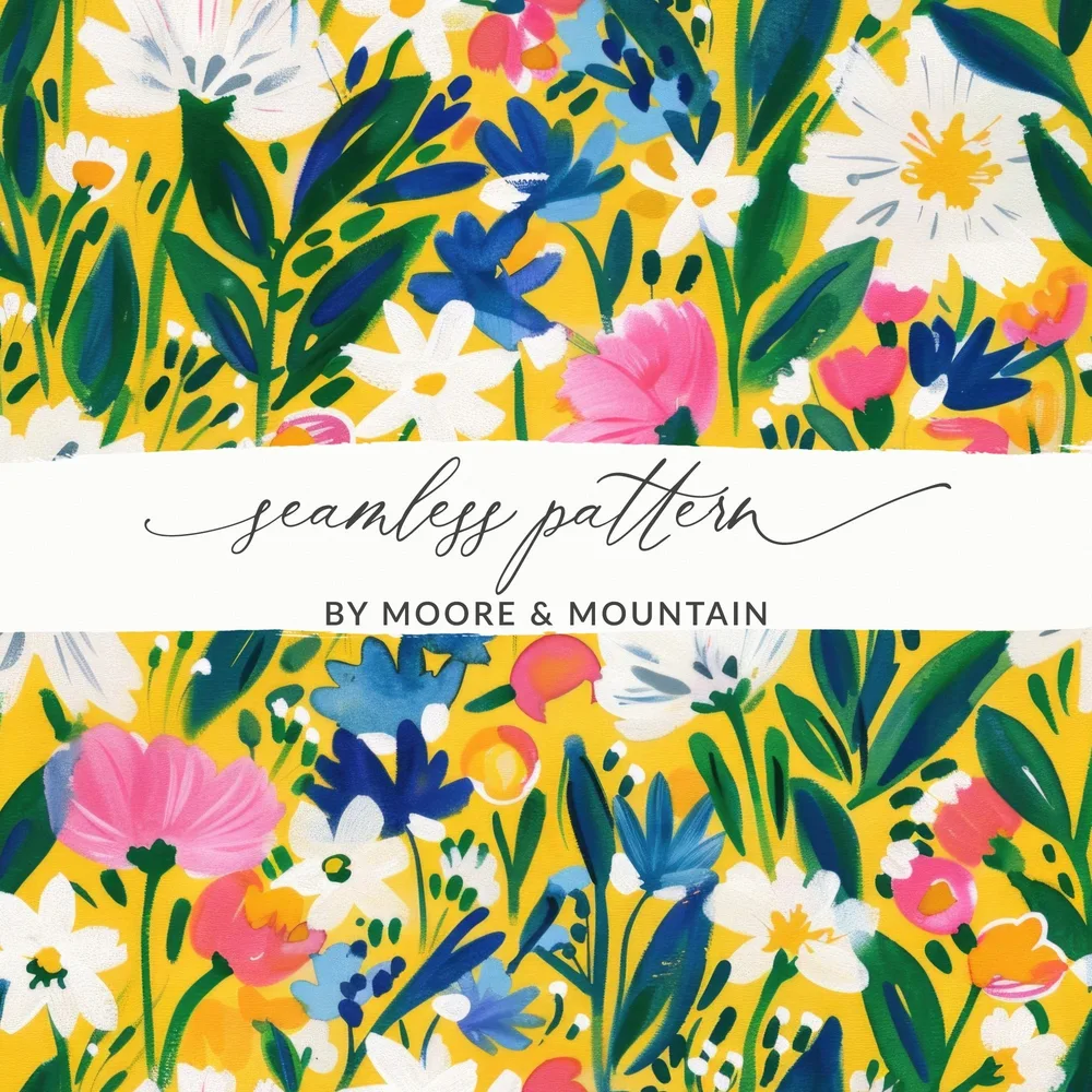 Yellow Spring Impressionistic Floral Spring Pattern Digital - Moore and Mountain